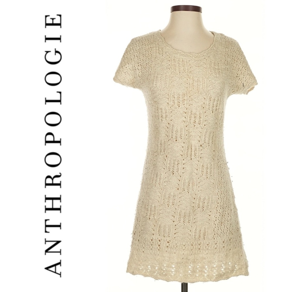 {Sparrow} Ivory Cable Knit Sweater Dress by Anthropologie
